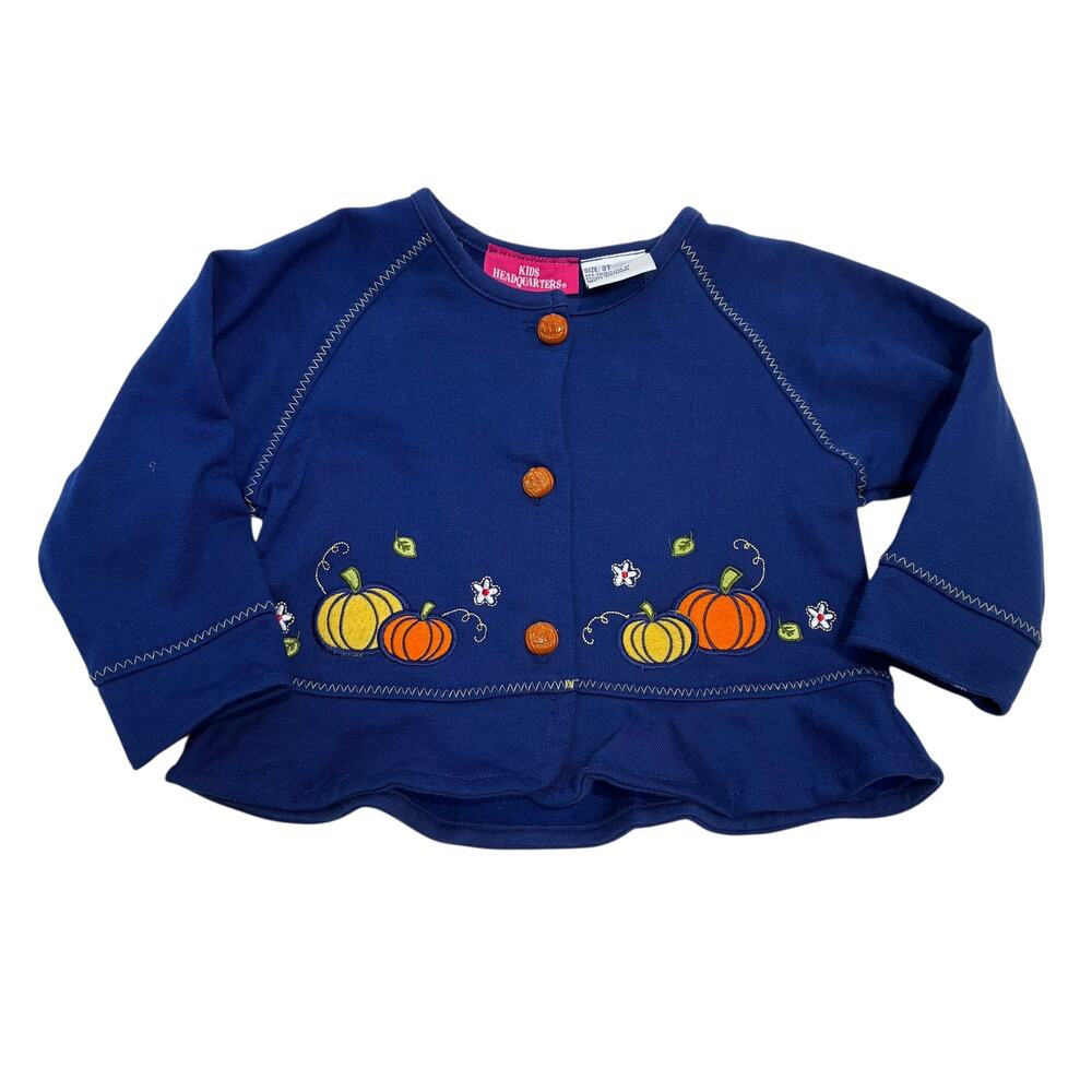 Kids Headquarter Toddler Size 3T Pumpkin Harvest Embroidered Cardigan‎ Fall